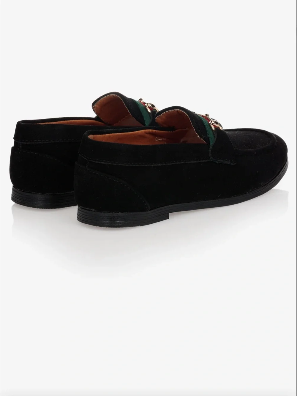 Romano Boys Black Faux Suede Horsebit Loafers with box 31/12.5